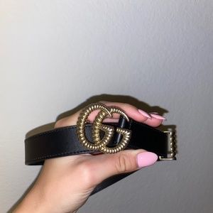 Black and Gold Gucci Belt Size 70